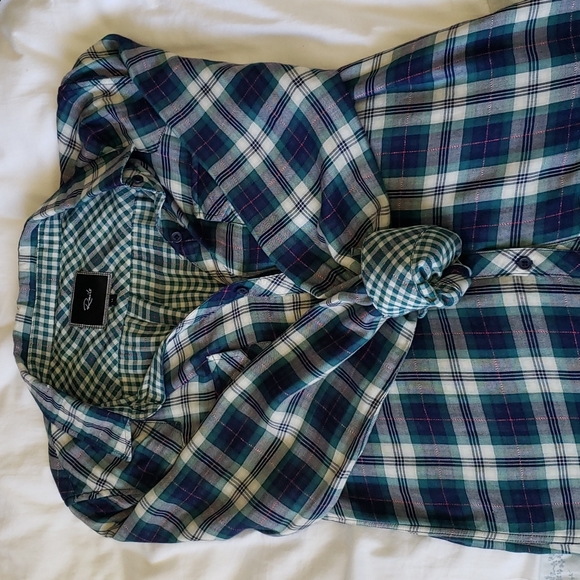 Rails Lined Plaid Button Front Shirt, Blue Green, Size M - Picture 15 of 15